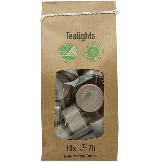 Telys - sand - 18stk - 7t brenntid -gjennomsiktig plastkopp