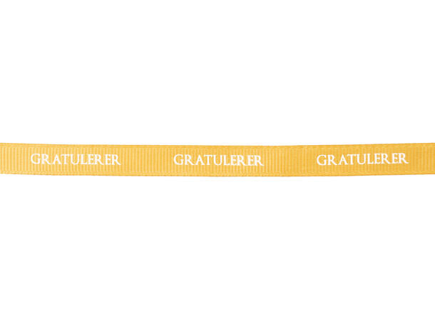 Bånd med norsk tekst «Gratulerer» – 10 mm – Flere farger