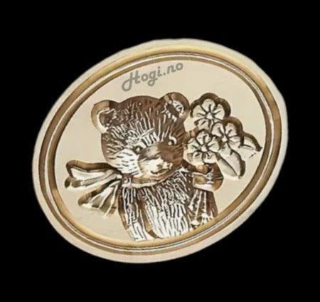 Lakkstempel- wax sealing coin - Bamse/ teddy med blomster- til lakkstempel segl