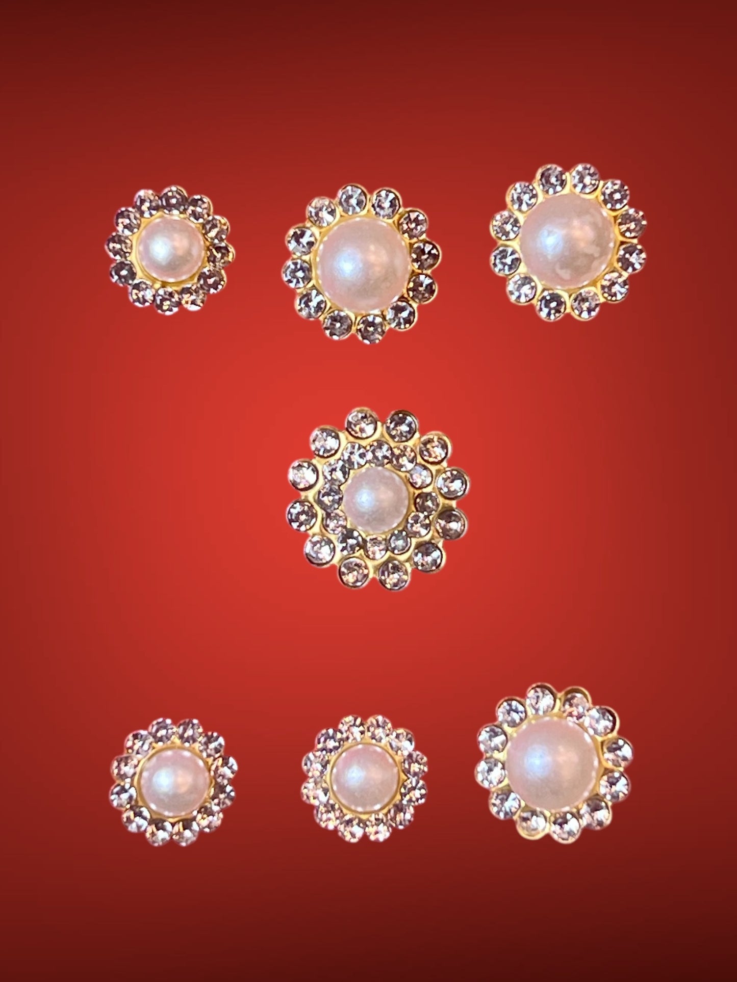 Charms - miniatyr - minifigur - dekorknapp med bling og halvperle 7 stk pr pk