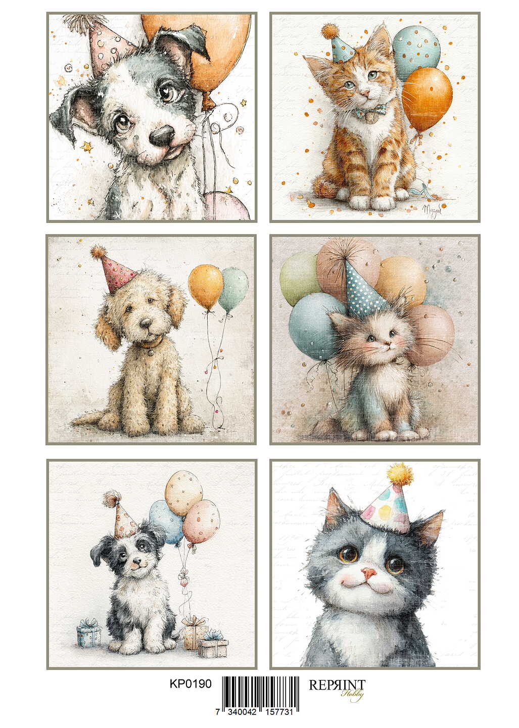NYHET! Reprint - Papper Klippark - Cats and Dogs -A4