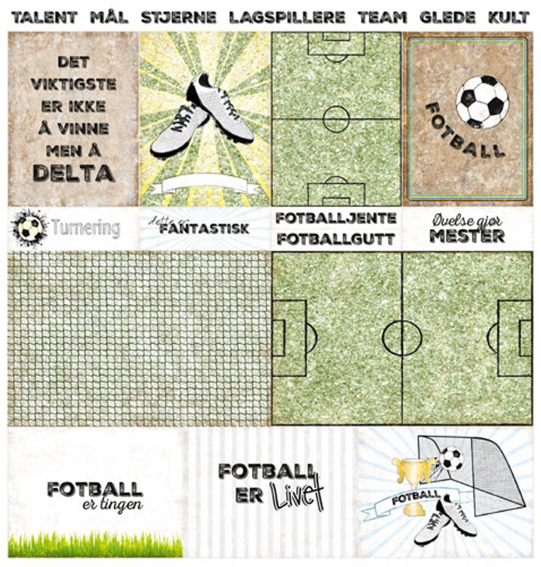 Papirdesign Mønsterark 12´x12´ - Hell og lykke - Fotballsko - PD15040