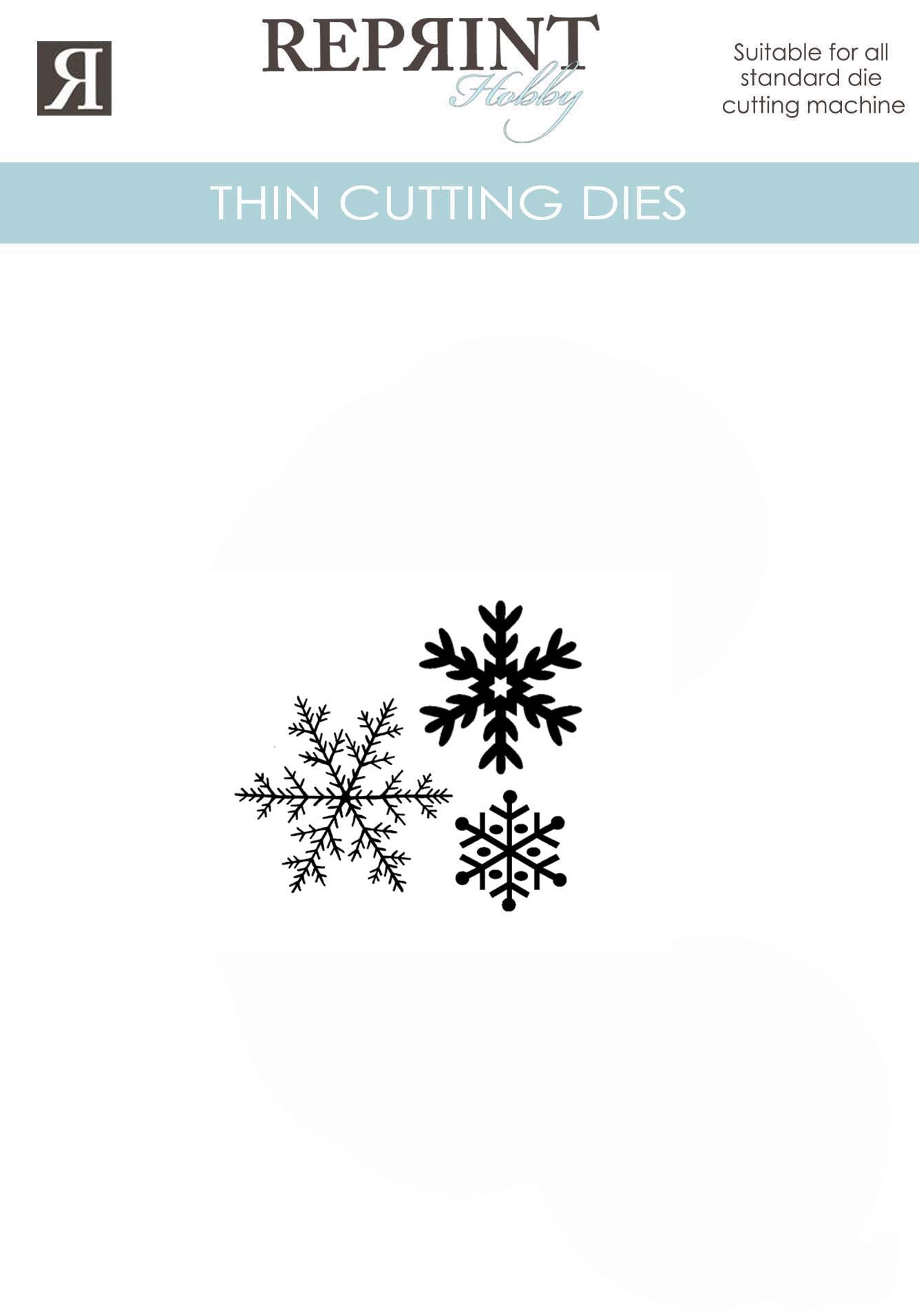 Dies - Reprint -Snöflak/ snøfnugg med skygge - 30x30, 20x20, 17x17mm