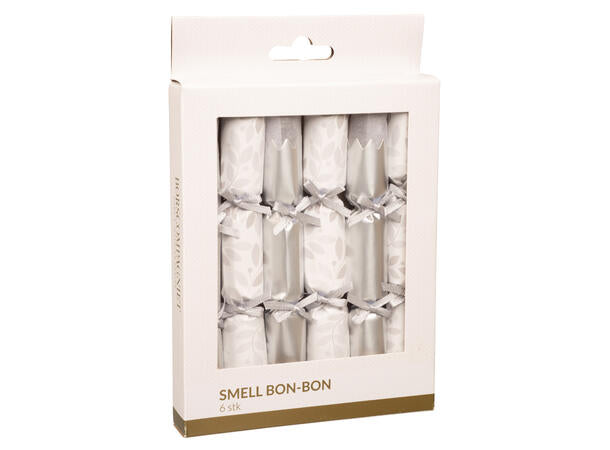 KNALLBON-BON - hvit/sølv med sløyfe 2ass 15cm 6 stk
