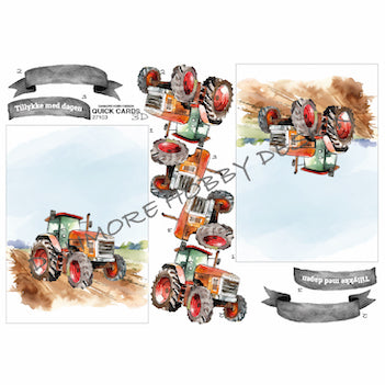 3D klippark Rød traktor - 2 stk motiv pr ark -
