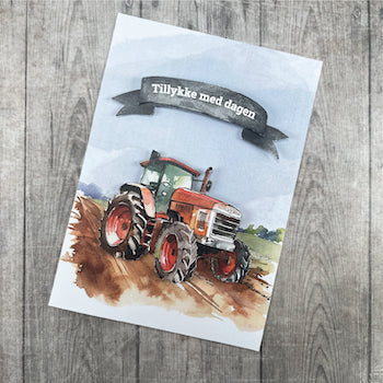 3D klippark Rød traktor - 2 stk motiv pr ark -