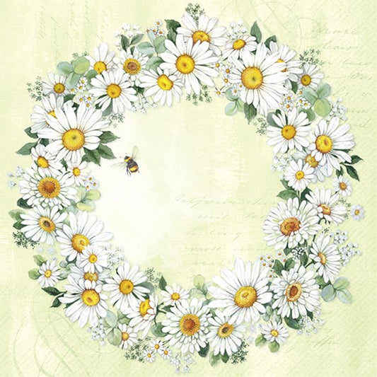 Servietter - lunsj - 33x33cm - Daisies Wreath Light Green Lunch