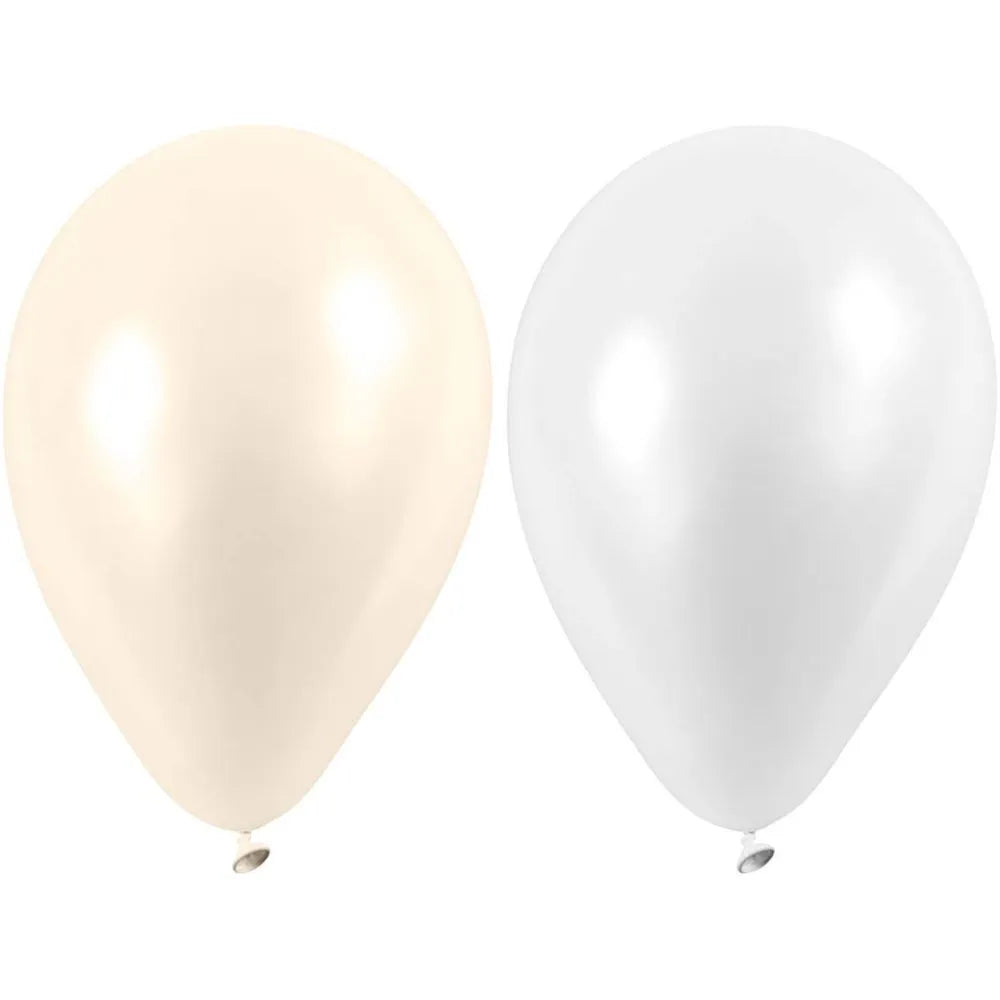 Ballonger hvit / perlemor Ø23cm 10stk i pk