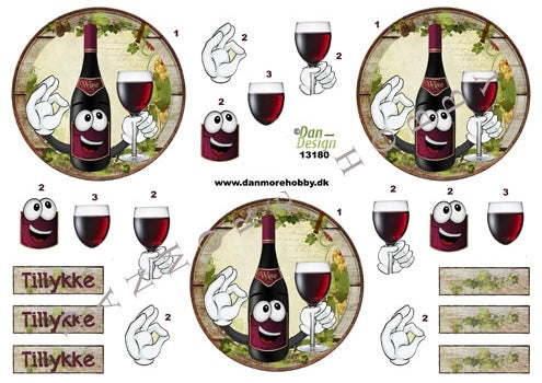 3D klippark - gøyal rødvinsflaske