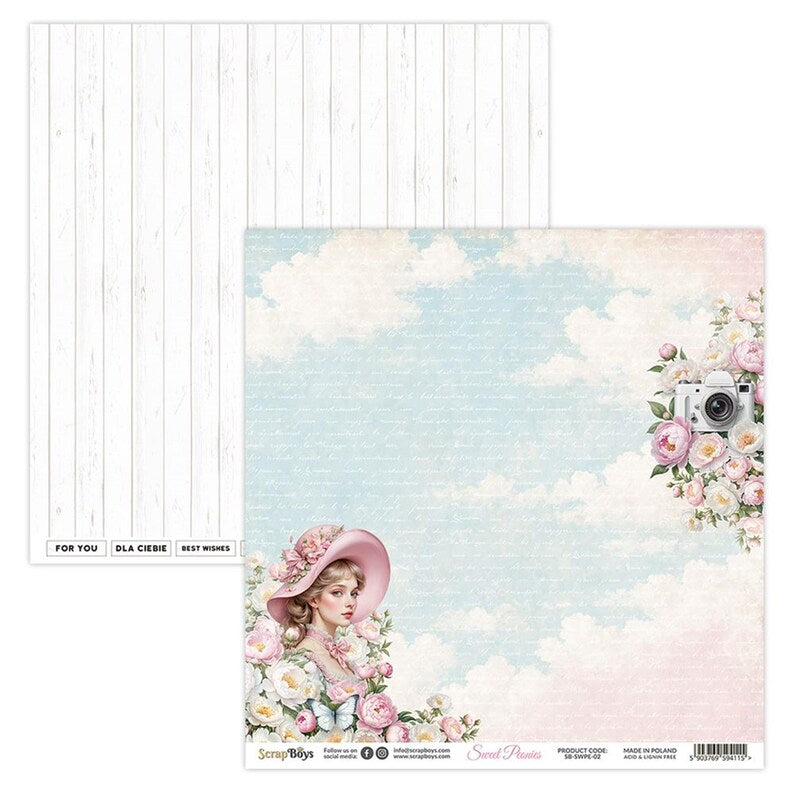 ScrapBoys arkpakke / paper pack Sweet peonies 12' x 12'