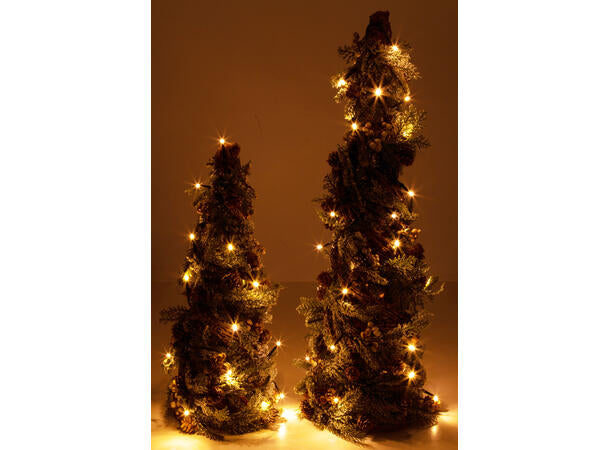 Juletre - LED-lys - kongler og hvite bær - h:62cm