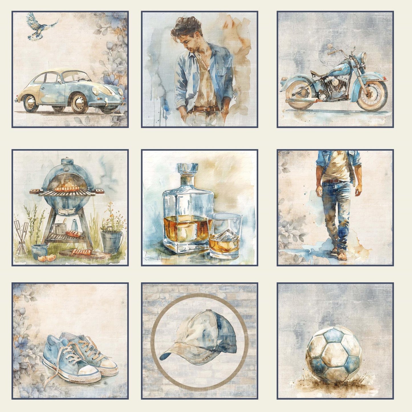 NYHET! Reprint mønsterark - Guys - Cards RP0634