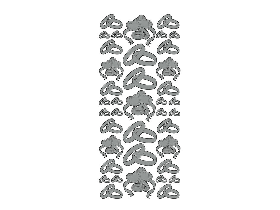 Klistremerker - Hjerter / ringer - sølvfarget