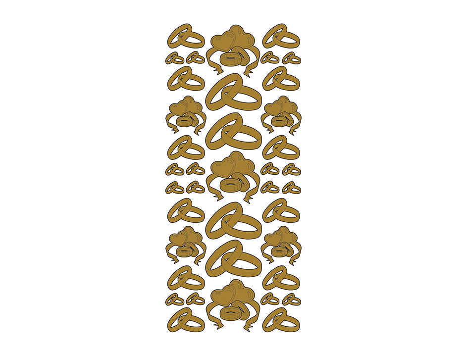 Klistremerker - Hjerter / ringer - gullfarget