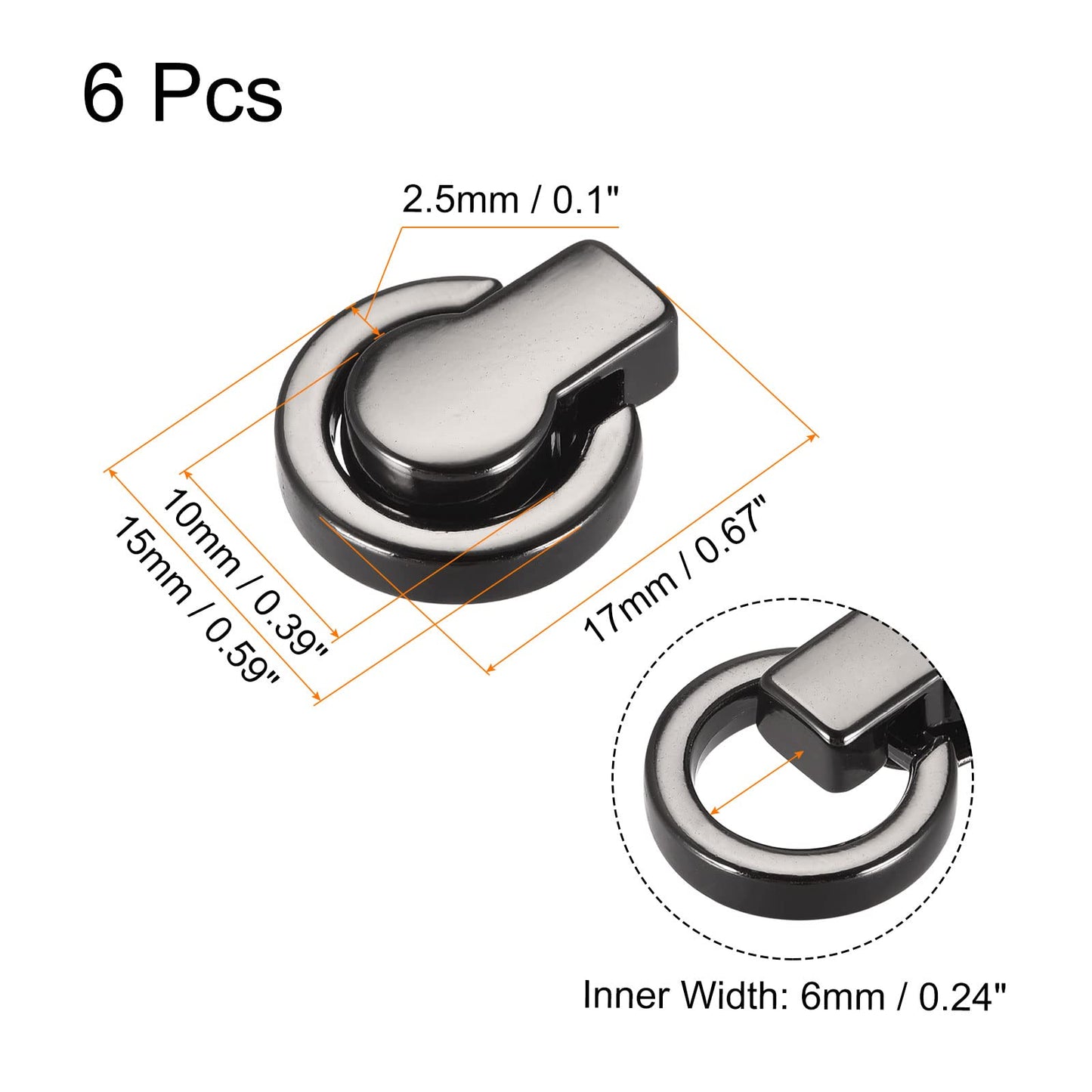 Håndtak med skrufeste - flatt - velg farge - 15x17mm