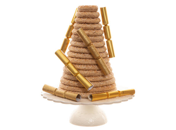 KNALLBON-BON - gull metallic glitter 3ass 15cm 6 stk