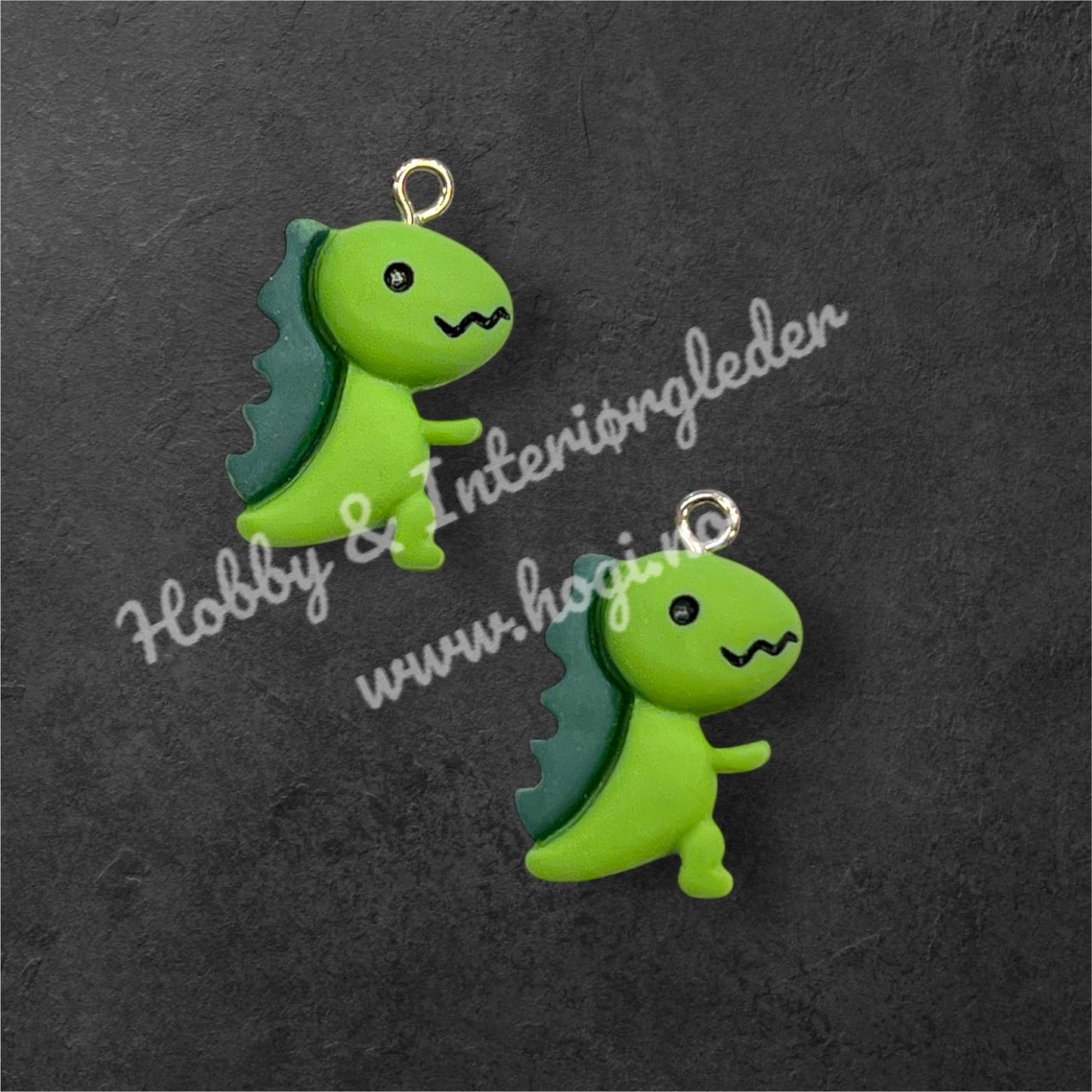 Charms - metallcharms - miniatyr : 3D Dinosaur  2 stk pr pk