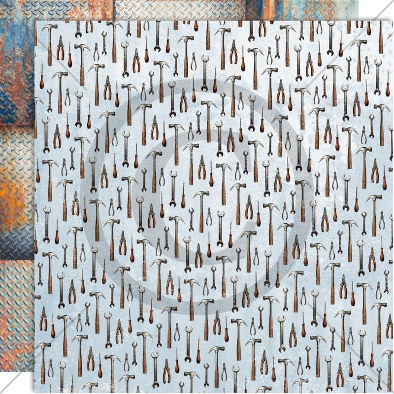 NYHET! Papirdesign mønsterark 12x12- Ungdomstid- HAMMER OG SAG