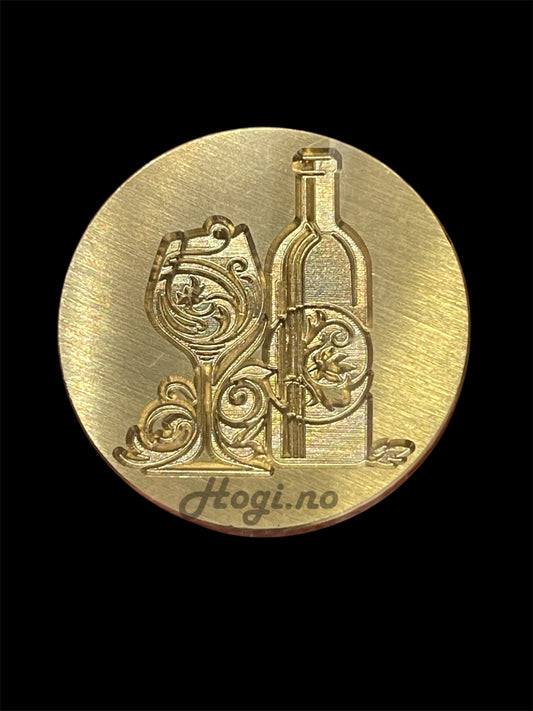 Nyhet! Rødvin og glass lakksegl stempel. Ø 3cm