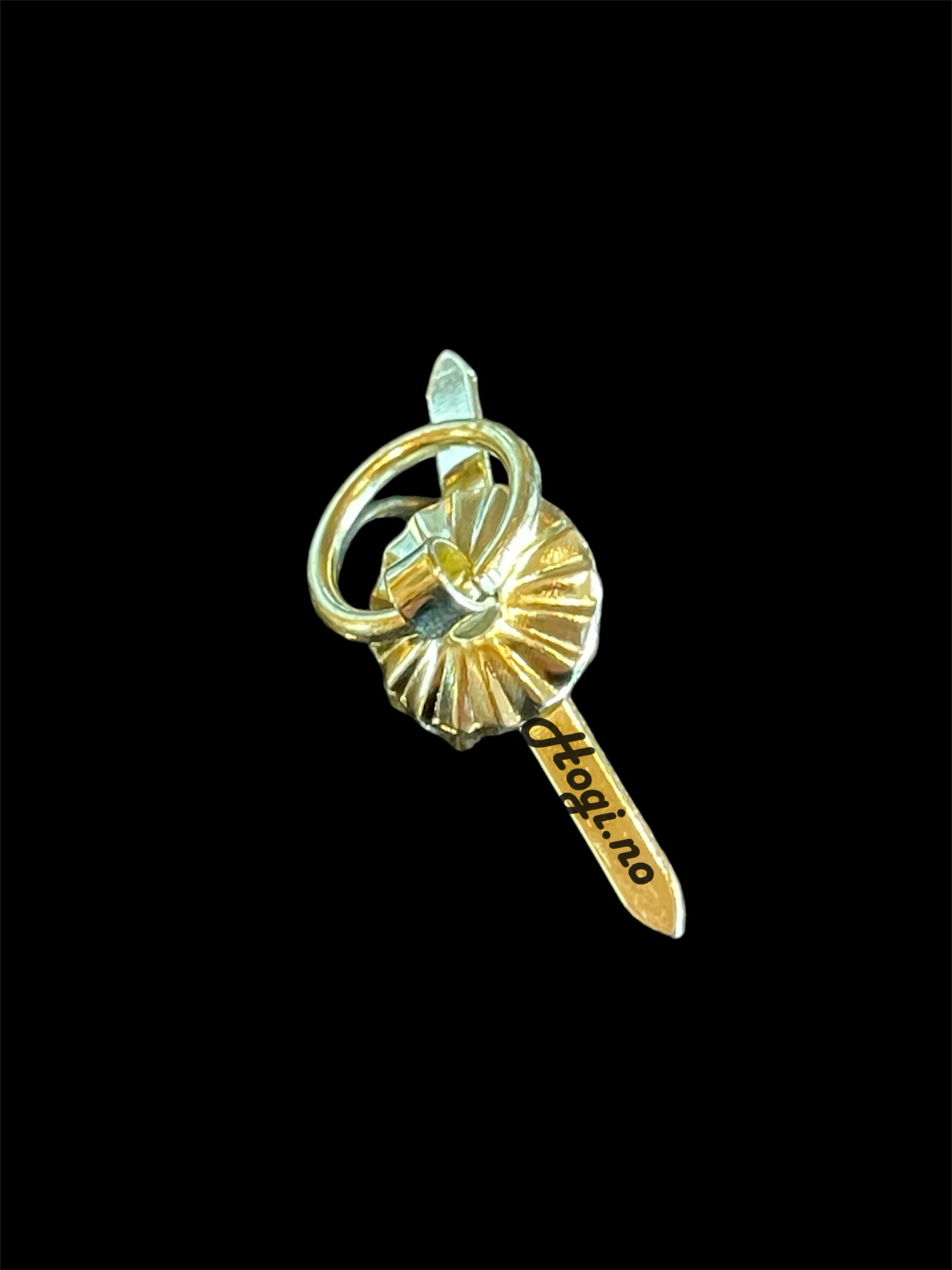 5 stk Håndtak med splittbindersfeste- gullfarget metall - Ø ca 11mm