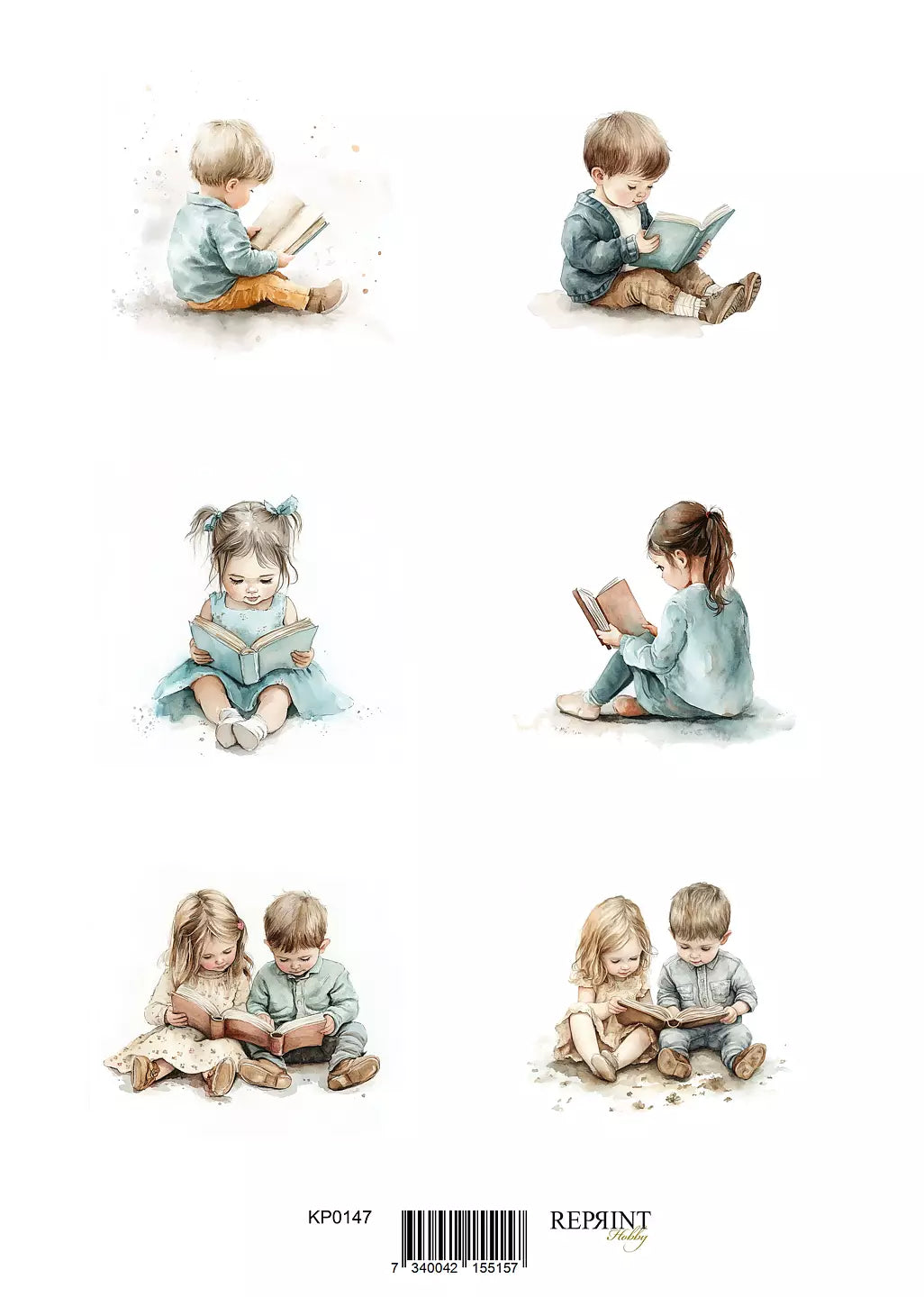 NYHET! Reprint- The bookshop Children reading - Klippark A4 - KP0147
