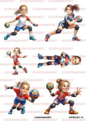 NYHET! Motivark/ klippark / papirklipp 45 - Håndballjenter - A4