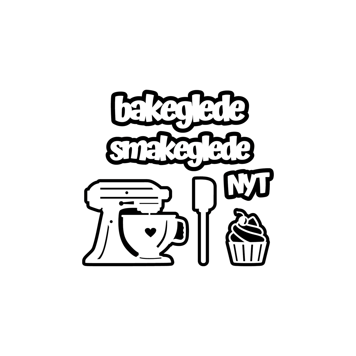 NYHET! Bakeglede, selvklebende laserkutt på plate 9x14cm