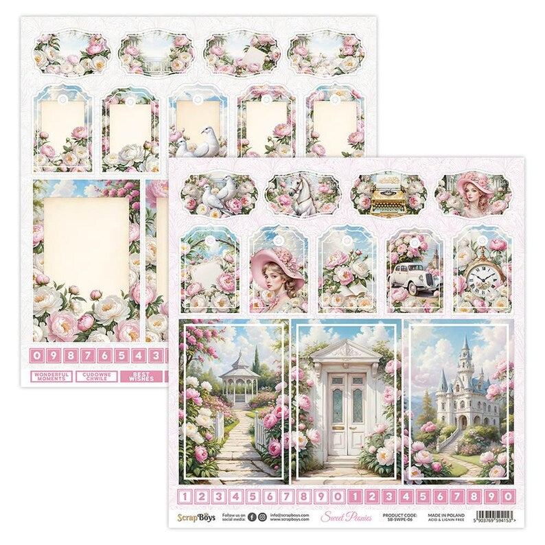 ScrapBoys arkpakke / paper pack Sweet peonies 12' x 12'