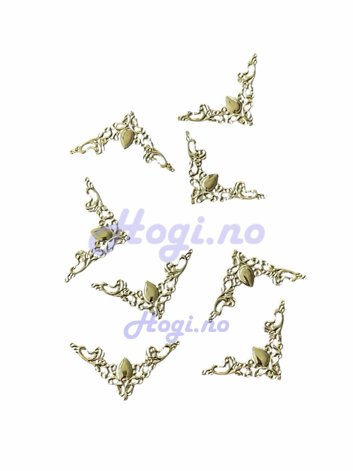 NYHET! 8 Små metallhjørner- sølv-gull-vintage gull/bronse