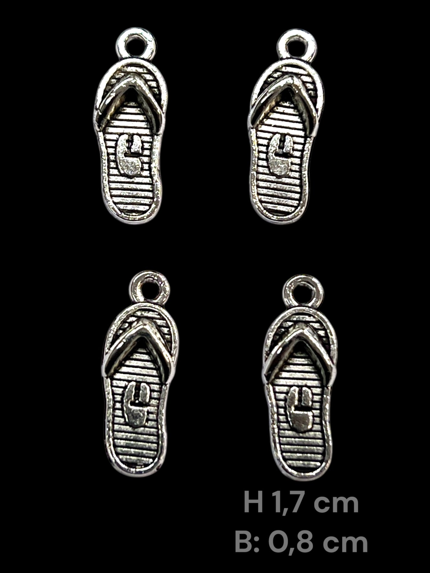 Charms - metallcharms - miniatyr : Sandaler 4 stk pr pk