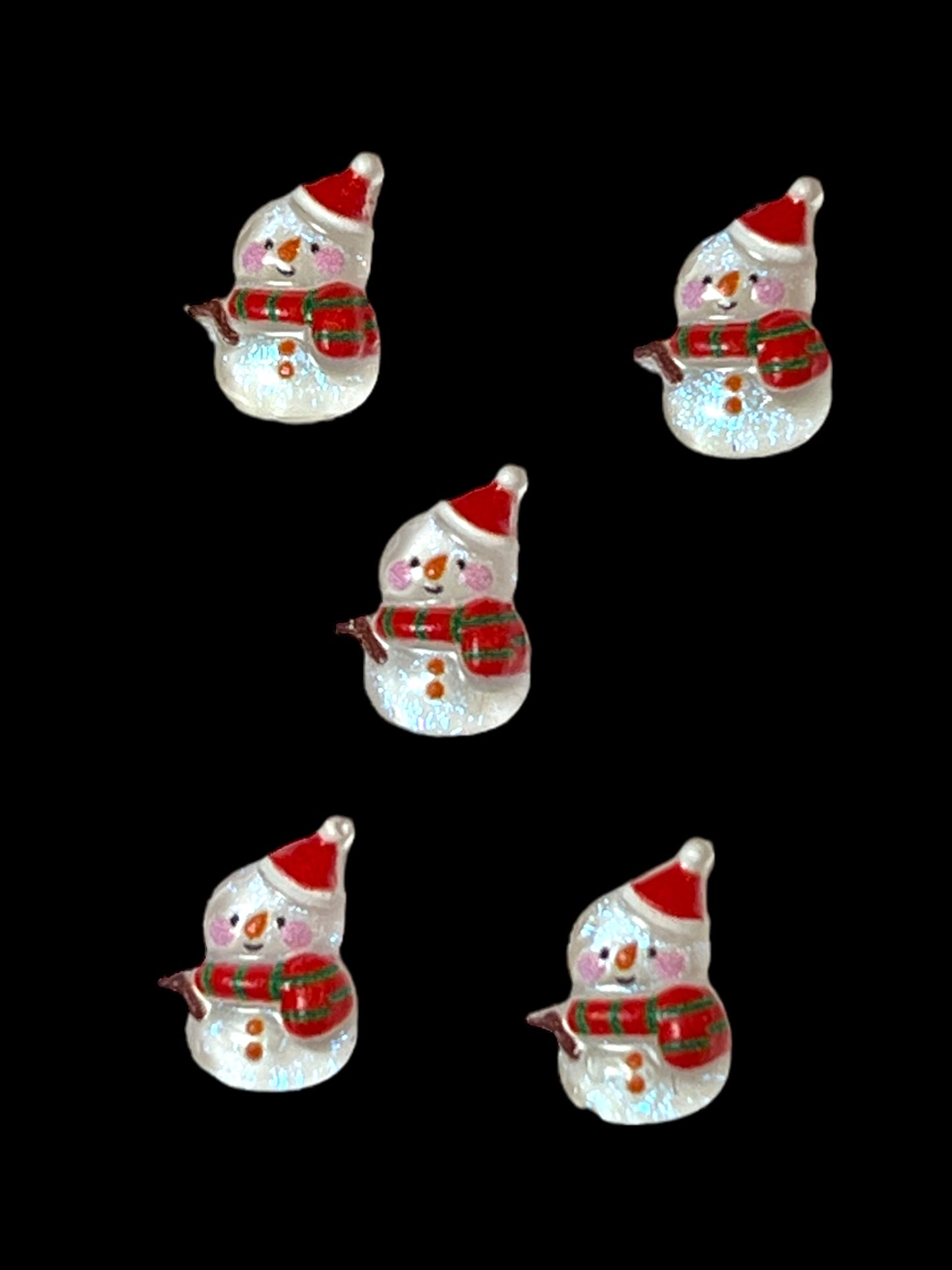 Charms - miniatyr - minifigur - snømann m/glitter