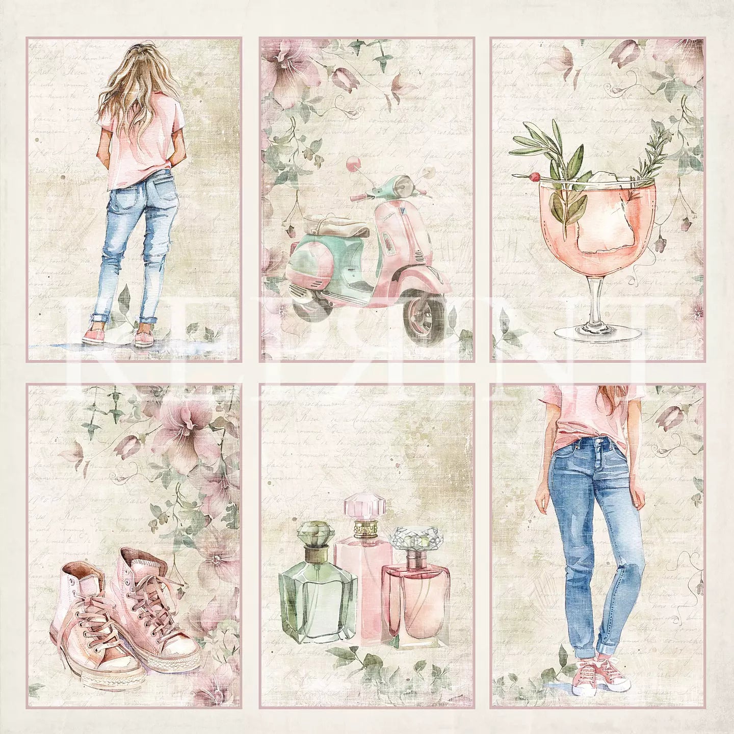 NYHET! Reprint - Girly - Cards - 12x12 tosidig mønsterark