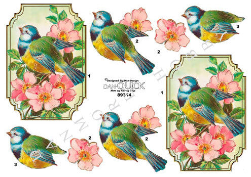 3D klippark - Fugl og blomster - 2 stk motiv pr ark