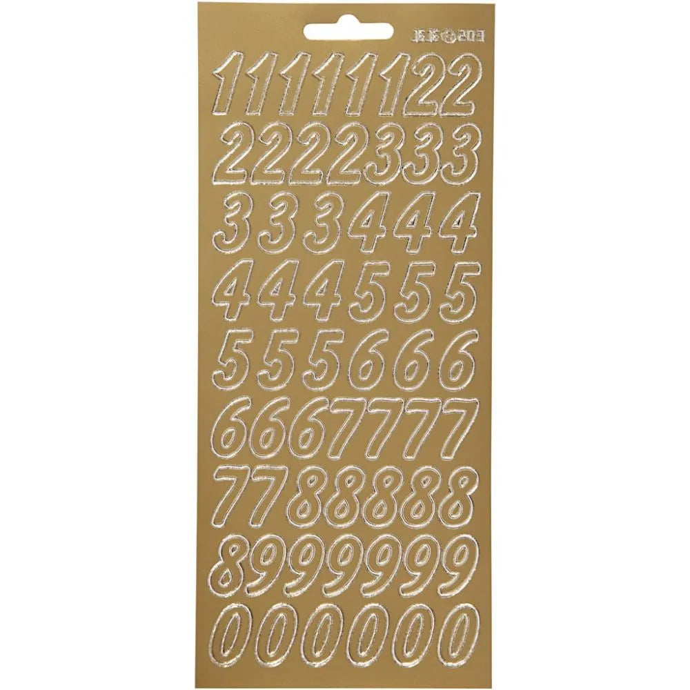 klistremerker / stickers - tall store 0-9 - gull