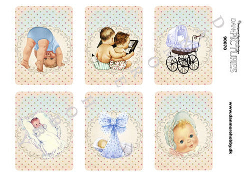 Klippark Vintage baby motiver 6stk pr ark.