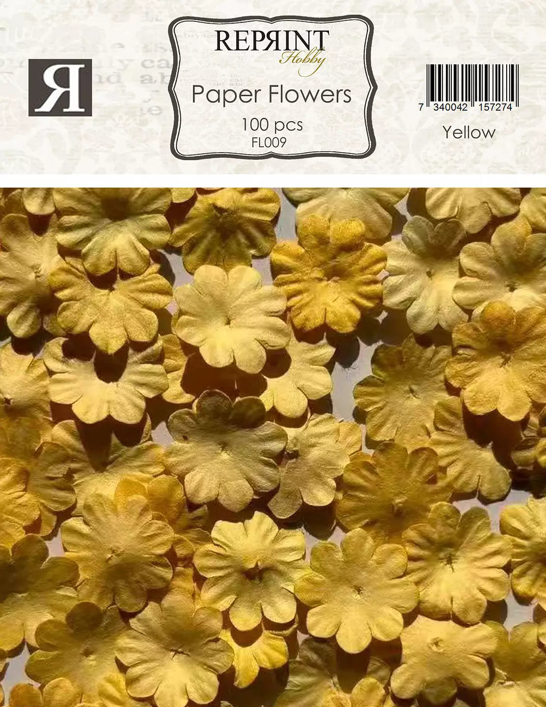 Reprint Mini Papirblomster 20 mm 100 stk - gul