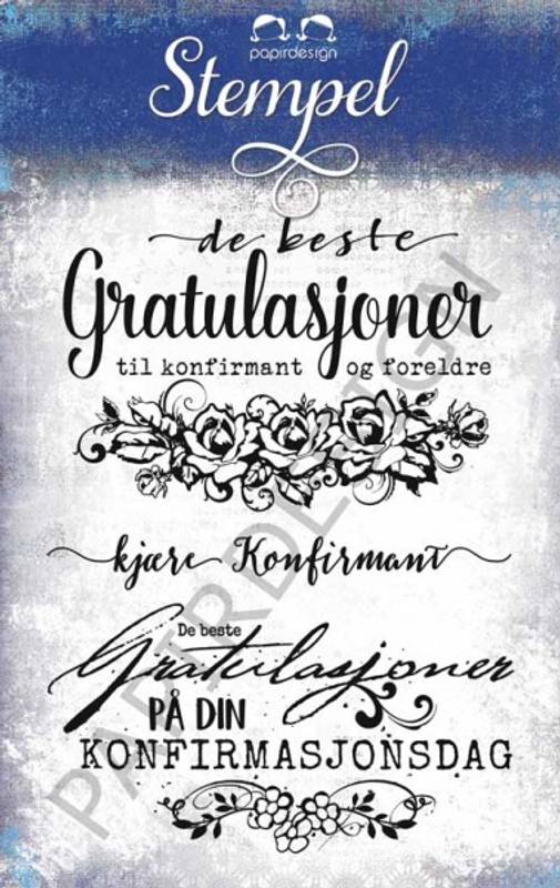 Papirdesign stempelplate - konfirmant og foreldre PD 17249
