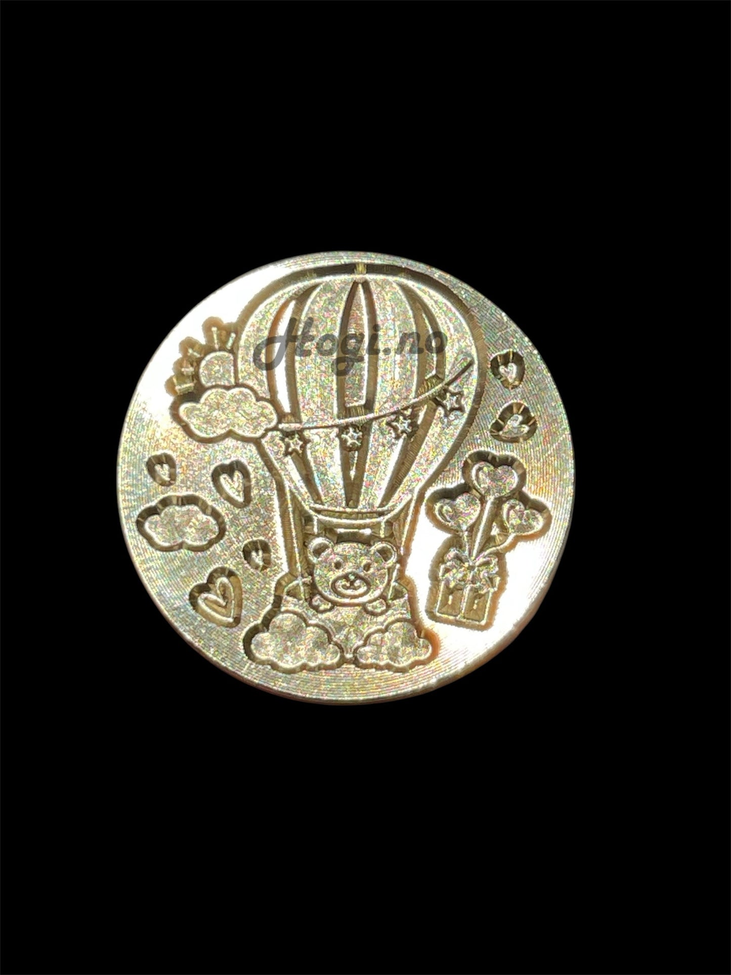 NYHET! Lakkstempel- wax sealing coin- Teddy i luftballong Ø:25mm