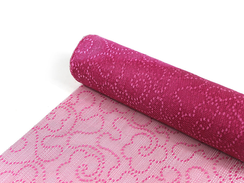 Sizolace rose / flock / Sizoweb bordløper - Fuchsia - 30cm x 5m