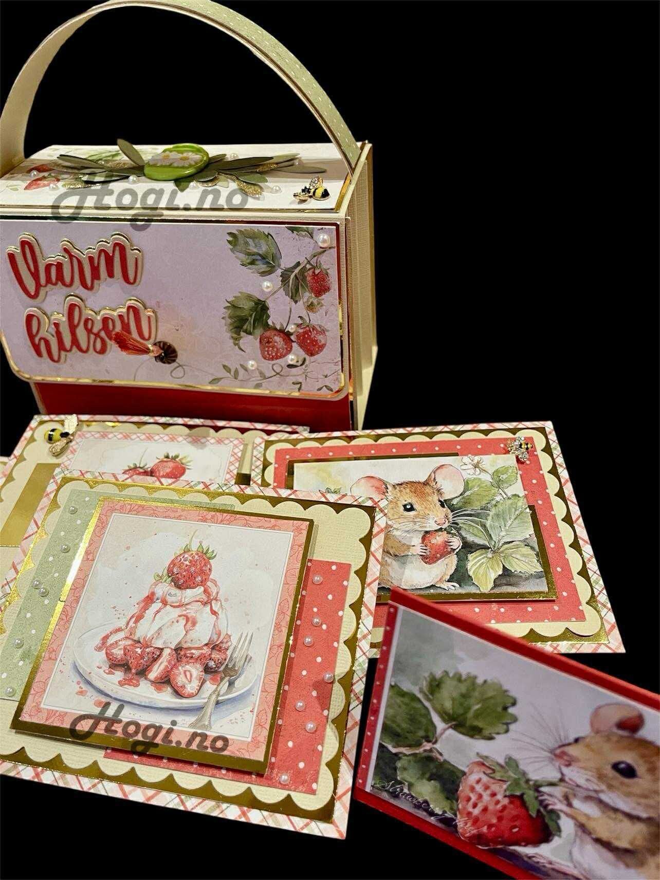 NYHET! Hobbypakke / materialpakke - Flott og praktisk veskeboks + oppskrift på Hogi.nos mini sjokoladekort.