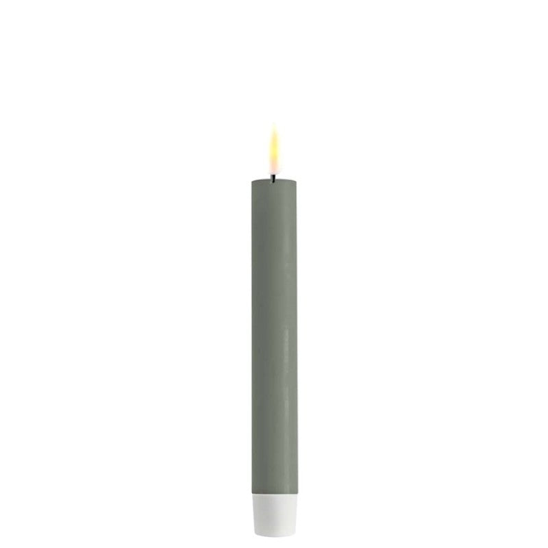 LED Dinner Candle -2 stk Salvie Green / lys grå/grønn LED kronelys. H:15 cm
