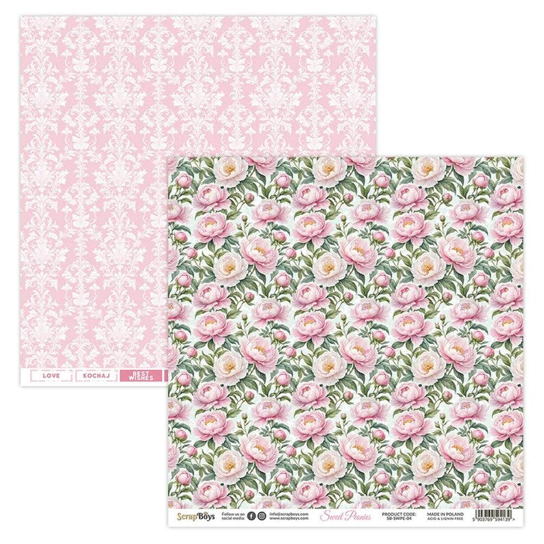ScrapBoys arkpakke / paper pack Sweet peonies 12' x 12'