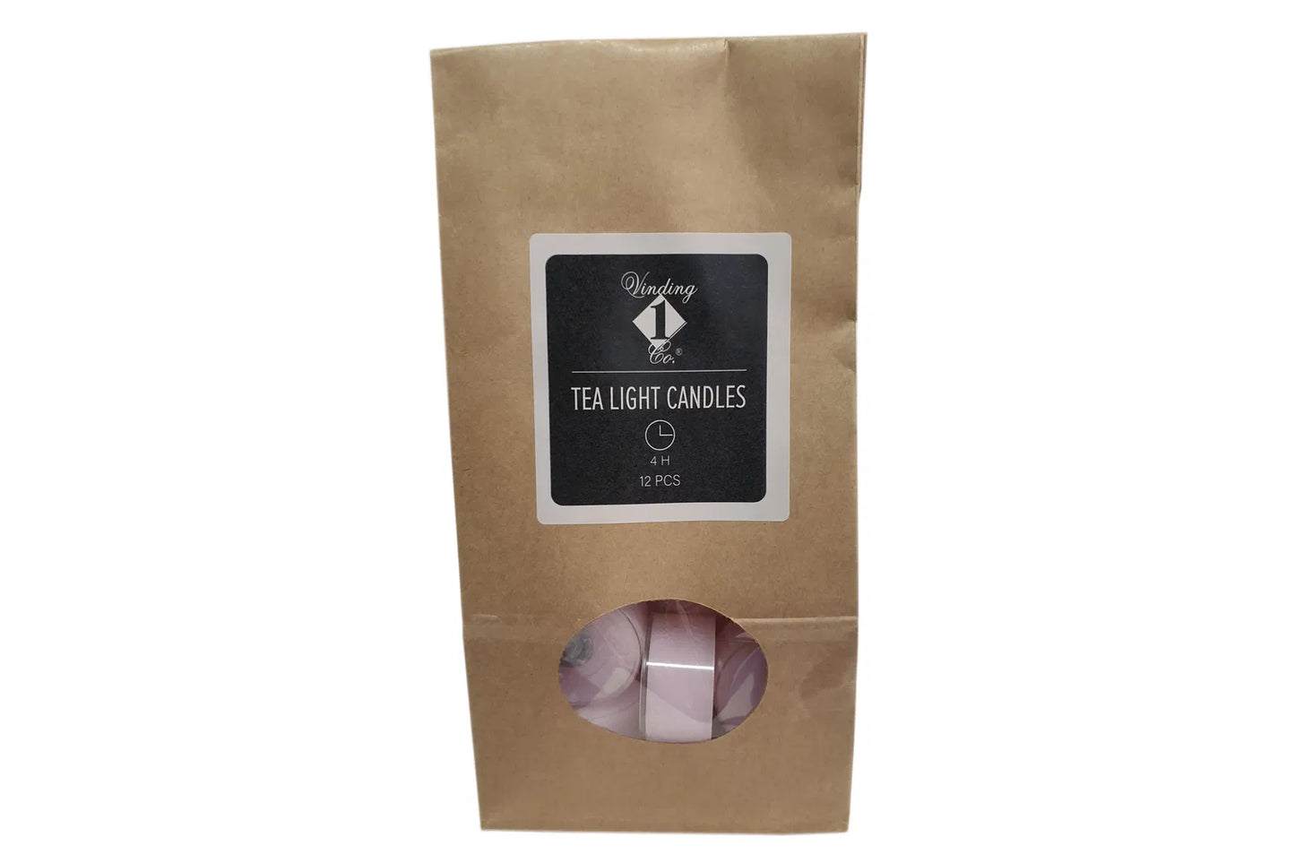 Telys - Lys Rosa - 12stk - 4t brenntid -gjennomsiktig plastkopp.