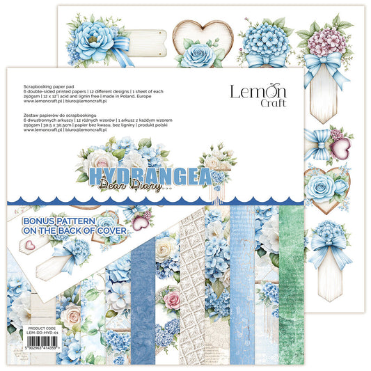 LemonCraft- - Dear Diary - Hydrangea - 12x12 Inch Paper Pad / arkpakke