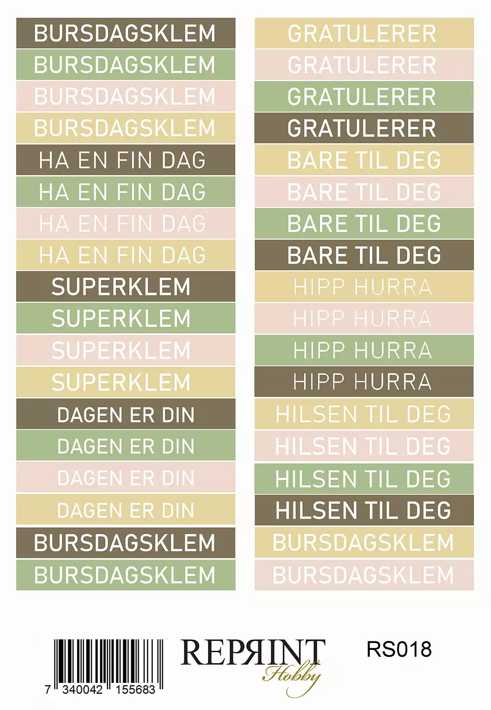 NYHET! Reprint klistremerker - Summer Collection 11x16cm