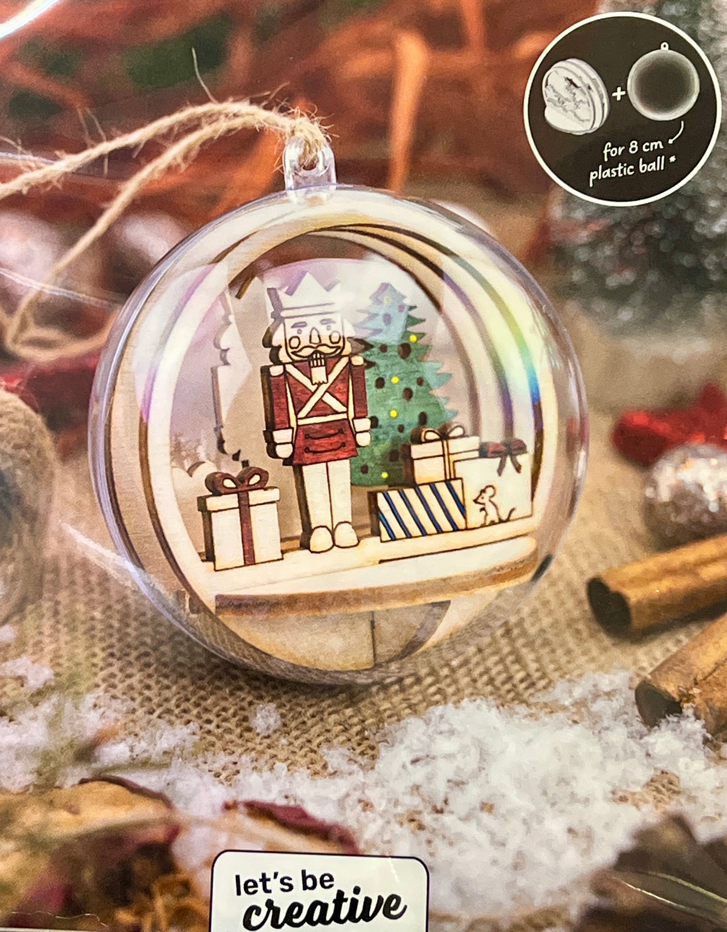 3D Figursett i tre til julekuler - 10 ulike motiver å velge i, passer til julekule Ø: 80mm