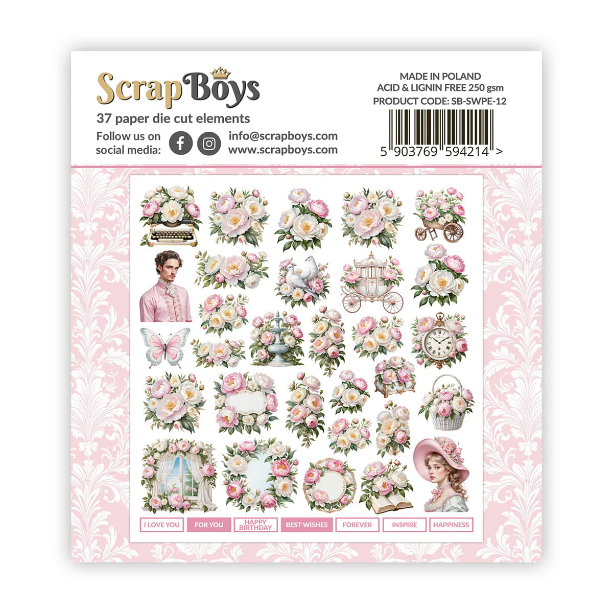 ScrapBoys - Sweet Peonies - Double Sided Die Cut Elements (
SB-SWPE-12)
