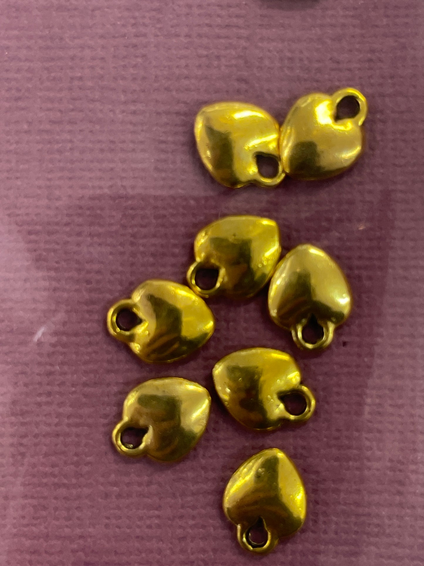 Charms - 3d hjerte - sølv / gull farget metall 10 stk