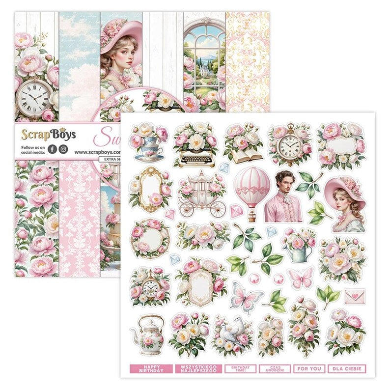 ScrapBoys arkpakke / paper pack Sweet peonies 12' x 12'