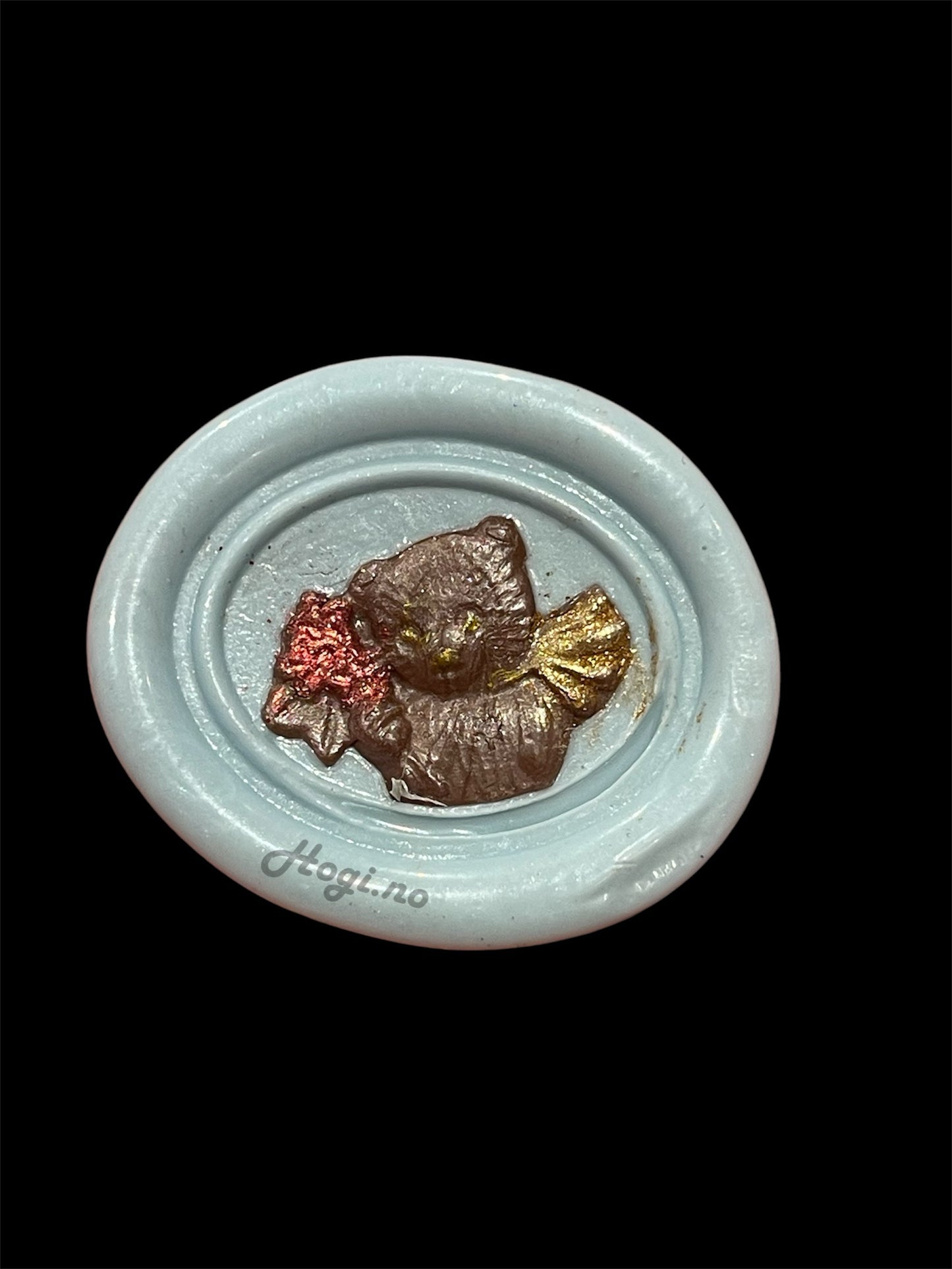 Lakkstempel- wax sealing coin - Bamse/ teddy med blomster- til lakkstempel segl